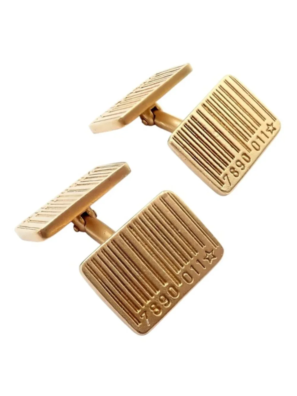 Rare! H. Stern 18k Yellow Gold UPC Bar Code Cufflinks